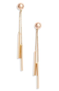 A duo of slim bars strike a modern chord in these swingy drop earrings handcrafted in 14-karat gold. Style Name:Bony Levy Double Bar Drop Earrings (Nordstrom Exclusive). Style Number: 5862861. Available in stores. Dulong Jewelry, Modern Rose Gold Linear Earrings For Formal Occasions, Modern Gold-tone Drop Linear Earrings, Gold-tone Long Drop Linear Earrings, Modern Long Drop Yellow Gold Linear Earrings, Modern 14k Gold Dangle Linear Earrings, 14k Gold Long Drop Linear Earrings, Long Drop Gold-tone Linear Earrings, Modern Gold-tone Linear Earrings