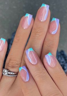 Unghie Sfumate, Colorful Nails, Summery Nails, Blush Nails, Cute Gel Nails, Blue Nail, Tapeta Pro Iphone