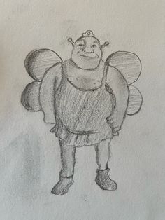 a pencil drawing of a cartoon character