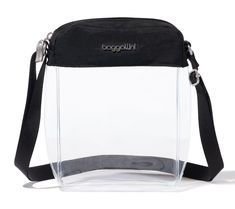 Save time as you stride to your seat with this trendy crossbody bag designed with a chic see-through exterior. From Baggallini. Everyday Crossbody Shoulder Bag With Clear Strap, Everyday Crossbody Bag With Case, Black Bag With Clear Strap For On-the-go, Crossbody Shoulder Bag With Clear Strap, Clear Shoulder Bag With Detachable Strap For Travel, Clear Shoulder Bag With Clear Strap For Versatile Use, Clear Strap Crossbody Shoulder Bag, Clear Crossbody Bag With Adjustable Strap, Clear Shoulder Bag For On-the-go