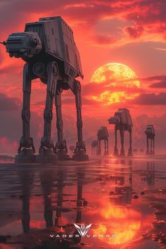 a group of star wars characters standing on top of a beach