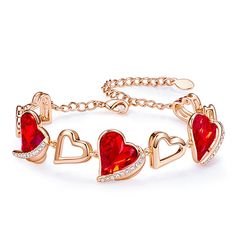 Heart Charm Bracelet With Swarovski Crystals Item Type: Bracelets Bracelets Type: Chain & Link Bracelets Gender: Women Metals Type: Copper Fine or Fashion: Fashion Style: TRENDY Material: Crystal Chain Type: Link Chain Compatibility: All Compatible Shape\pattern: Heart Setting Type: Tension Setting Clasp Type: LOBSTER Ali D'angelo, Angel Wings Jewelry, Swarovski Heart, Wing Jewelry, Swarovski Crystal Bracelet, Swarovski Bracelet, Gold Bracelet For Women, Birthstone Bracelets, Valentines Jewelry