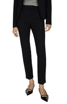 Staple pants are trimly tailored and finished with a neat center crease. Zip fly with hook-and-bar tab closure Front slant pockets; back welt pockets Unlined 67% viscose, 29% polyamide, 4% elastane Machine wash, line dry Imported Elastane Pantsuit For Workwear, Slim Fit Office Pants For Fall, Slim Fit Straight Dress Pants For Office, Fall Slim Fit Office Pants, Spring Business Pants In Elastane, Spring Business Elastane Pants, Spring Business Pants Made Of Elastane, Elegant Career Trousers, Slim Fit Straight Leg Office Dress Pants