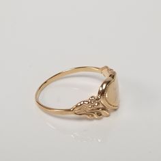 "Thanks for shopping our vintage estate store. We tend to sell well below wholesale and truly hope you enjoy all of our items. Many of the items are one of a kind, so please enjoy scrolling through the pictures and hopefully something will catch your eye. Brown spots are from camera or reflections. Estate 14k yellow gold monogram cursive capital V heart ring. Custom made ring for our shop. Ring size: 3 Setting: 7.5mm 1/4\" to 3/8\" Band width: 1.4mm Weight: .90 gram Marked 14k and it's sweet. On Vintage Gold Initial Ring Stamped 14k, Victorian Yellow Gold Engraved Ring With Polished Finish, Victorian 14k Gold Signet Ring With Polished Finish, Victorian Style Yellow Gold Signet Ring With Polished Finish, Victorian Engraved Ring With Polished Finish In 14k Gold, Victorian 14k Gold Engraved Ring With Polished Finish, Vintage 14k Stamped Initial Ring As Gift, Vintage Yellow Gold Signet Ring With Hallmarks, Victorian Engraved Ring With Polished Finish