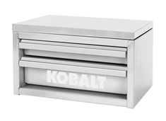 Introducing the KOBALT portable storage system constructed with impact-resistant polymers to handle any environment. The KOBALT mini tool box holds up to 5 lbs per drawer to keep all your equipment organized. The tool box is compatible with the full line of Kobalt modular storage boxes and accessories. Kobalt Mini 10.83-in W x 5.91-in H x 5.91-in D 2-Drawer White Steel Tool Box | 54417 Portable Tool Boxes, Steel Tool Box, Portable Tool Box, Tool Boxes, Modular Storage, Hollywood Hills, Portable Storage, Tool Steel, Garage Storage