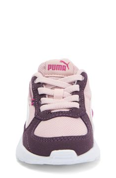 Watch your child run around and play when they sport this supportive pair of sneakers. Round toe   Lace-up vamp   Textile upper, rubber sole   Imported   PUMA has received the Fair Labor Association accreditation, which signifies that the company has effective systems and procedures in place to successfully uphold fair labor standards throughout its supply chains, including strategies and tools to address and improve working conditions Synthetic Running Shoes With Studded Rubber Outsoles For Training, Low-top Sneakers With Studded Outsoles For Training, Lace-up Running Shoes With Studded Outsoles For Training, Training Running Shoes With Studded Rubber Outsoles, Sporty Breathable Sneakers For Playtime, Sporty Breathable Sneakers For Casual Wear, Pink Sports Sneakers With Studded Outsoles, Pink Sneakers With Studded Outsoles For Sports, Breathable Sneakers With Round Toe For Playtime