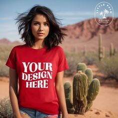 ** INSTANT DOWNLOAD ** This is an image mockup of a Red Gildan 64000 Crewneck T-Shirt.  This Desert Themed Mock-up has a very aesthetic and casual Outdoor Photoshoot vibe and is a perfect way to showcase all of your Outdoor, Summer, Hiking, Camping, Cowgirl, Western or just anytime of the year tshirt designs. You will receive 1 image - 3000px x 3000px resolution Need more images from this series? CHECK OUT THE BUNDLE! https://www.etsy.com/ca/listing/1581713446/gildan-64000-mockup-bundle-gildan-t Red Graphic Tee With Branding, Red Custom Print Crew Neck Shirt, Casual Red T-shirt With Branding, Red Casual T-shirt With Custom Print, Casual Red T-shirt With Custom Print, Red Crew Neck T-shirt With Branding, Red Short Sleeve T-shirt With Branding, Red Casual Shirt With Branding, Casual Red Shirt With Branding