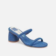 MANDIE HEELS BLUE DENIM – Dolce Vita Heels Blue, Denim Sandals, Leather Slide Sandals, Loafer Sneakers, Chunky Block Heels, Dolce Vita Shoes, Leather Slides, Slide Sandals, Women's Shoes Sandals