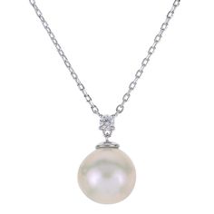 Sterling Silver 11-12mm Cultured Pearl and Created Sapphire Necklace A birthday. A graduation. An anniversary. Just because. The perfect present for special days (or for any day), this classic pearl and created sapphire pendant boasts timeless charm that always delights. Wonderful for a favorite person or for you.                   Necklace approx. 18"L      Drop approx. 1/2"L x 3/8"W     Stamped .925 sterling silver; polished finish      Cable-link chain: lobster-claw clasp    Stone Information Classic Formal Pearl Pendant Necklace, Classic Round Brilliant Cut Pearl Necklace, Classic Akoya Pearl Necklaces For Anniversary, Classic White Gold Pearl Necklace For Anniversary, Formal Pearl White Necklace With Pearl Pendant, Classic Round Necklaces With Pearl Pendant, Classic Akoya Pearl Pear-shaped Necklace, Classic Akoya Pearl Necklace With Round Pendant, Classic Akoya Pearl Round Pendant Necklace