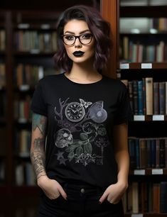 Get 10% off your first order: join.lucidamystica.com Biological and vintage elements collage art on a super-soft modern-fit unisex tshirt in Black that will become your new dark wardrobe staple. Perfect for yourself or as a gift for your favorite goth human! Plus sizes available for a roomy fit. Size up for an oversized aesthetic look. Size chart found in images.  + Printed on Bella + Canvas 3001 unisex tshirt + Retail fit + 100% Soft cotton  + Light fabric  + Tear away label + Runs true to size Academia Collage, Skull Collage, Goth Academia, Grunge Academia, Dark Academia Goth, Dark Wardrobe, Plus Size Goth, Oversized Aesthetic, Nature Collage