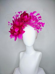 From the 2024 Featured Milliner of the Kentucky Derby Museum  Gorgeous Kentucky Derby hat fascinator  kentucky derby hat fascinator light pink crystal rhinestone headband with fuchsia hot pink fluffy feather flowers and hot pink feathers headband attachment each hat is totally one of a kind! no two are alike! I can probably add feathers, flowers etc to existing hats for a small fee. I cannot remove anything from existing hats. Just message me and see if we can make it work! :) I cannot make cust Fitted Pink Fascinator With Feather Trim, Fitted Pink Mini Hat With Feather Trim, Pink Ostrich Feather Fascinator For Royal Ascot, Pink Feathered Headband Hat, Pink Ostrich Feather Fascinator, Pink Feather Trim Headpieces For Party, Pink Feathered Fascinator For Races, Pink Feather Trim Fascinator For Royal Ascot, Pink Feather Fascinator For Royal Ascot