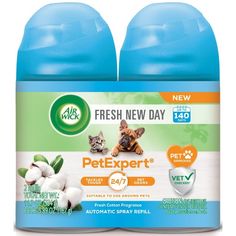 two bottles of fresh pet deodorant for dogs and cats