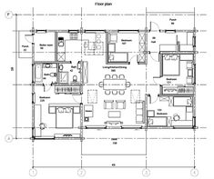 the floor plan for a two story house with three bedroom and an attached living room