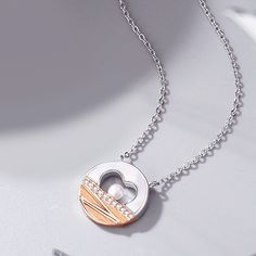 Anniversary Rose Gold Stainless Steel Charm Necklace, Nickel Free Stainless Steel Necklace For Anniversary, Nickel-free Stainless Steel Necklace For Anniversary, Nickel Free Stainless Steel Anniversary Necklace, Valentine's Day Silver Jewelry With Pearl Pendant, White Gold Stainless Steel Charm Necklace For Gift, White Gold Stainless Steel Charm Necklace As Gift, White Stainless Steel Necklaces For Anniversary, White Stainless Steel Necklace For Anniversary