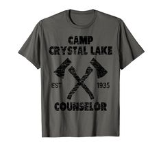 PRICES MAY VARY. Distressed vintage black design. Lightweight, Classic fit, Double-needle sleeve and bottom hem Camp Crystal Lake Counselor, Camp Crystal Lake, Crystal Lake, Look Vintage, Black T Shirt, Black Design, Branded T Shirts, Black Tshirt, Vintage Black