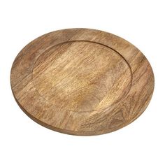 an empty wooden plate on a white background