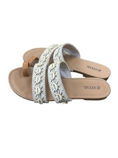 Brand: JUST FAB Style: SANDALS FLATS Color: BEIGE Size: 7.5 SKU: 129-5836-9683 CONDITION: GENTLY USED Beige Sandals Flat, Beige Sandals, Flat Color, Flat Sandals, Sandals, Color