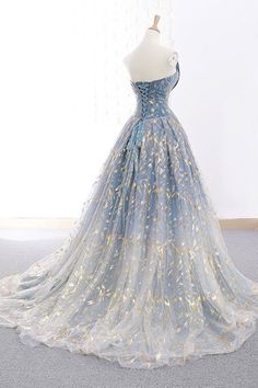 Blue And Gold Dress, Beading Embroidery, Gold Evening Dresses, Sparkly Prom Dresses, Princess Prom Dresses, Prom Girl Dresses, Strapless Prom Dresses, Tulle Evening Dress, Lace Ball Gowns