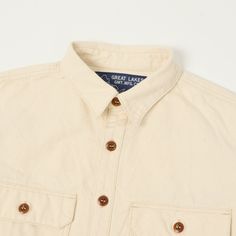 Made from a thick 100% cotton canvas, the 'Uplander' shirt is based on 1970's Appalachian workwear. Constructed to keep the wearer comfortable and protected in a range of conditions, the versatility of this piece is its strong-suit, with a boxy fit to allow easy movement. Custom buttons have been added on the front, cuffs, and as closures for the double breast pockets. A custom 'Great Lakes MFG Co.' tag adorns the inside collar both as a mark of quality assurance and historical accuracy. 100% cotton canvas Heavyweight Boxy fit Custom buttons Two breast pockets Custom tag Product code: 2423010 Made in Japan Workwear Boots, Denim Repair, Moc Toe Boots, Mountaineering Boots, Wing Shoes, Red Wing Shoes, Vintage Sneakers, Cargo Shirts, Custom Buttons