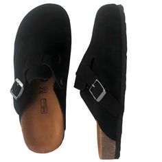 Say hello to your new favorite footwear for all-day comfort! The perfect blend of comfort and style for your everyday walks. Suede Open-Back Leather Clogs Fabric: Suede Slip-on Mules Sole Material: EVA Inside material: PU Leather Color: Black, Yellow, Blue, Beige, Brown Size: 35 to 44 Age: Adult Gender: Unisex Product ID: CJNS117897331 How to measure:1、Place your foot on the blank paper2、Mark the end of your heel and the tip of your longest toe3、Measure the length with a ruler Note: IF your foot Comfortable Mules With Leather Footbed And Flat Heel, Comfortable Flat Heel Mules With Leather Footbed, Comfortable Closed Toe Leather Mules, Everyday Closed Toe Mules With Cushioned Footbed, Slip-on Mules With Cushioned Footbed And Flat Heel, Comfortable Clogs With Textured Footbed And Round Toe, Leather Footbed Slip-on Mules For Everyday, Comfortable Mules With Cushioned Footbed And Round Toe, Everyday Comfortable Flat Heel Mules