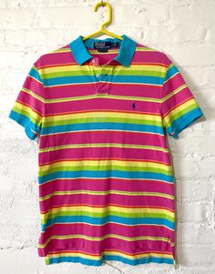 Polo Ralph Lauren vintage striped polo shirt. Size Medium, excellent vintage condition, fresh & clean, ready to wear.  Measures  Underarm to underarm 18.5" across  Length 25" top of shoulder to hem 90s Shorts, Ralph Lauren Vintage, Pastel Stripes, Striped Polo Shirt, Short Sleeve Polo, Polo Ralph, Vintage 90s, Favorite Outfit, Polo Ralph Lauren