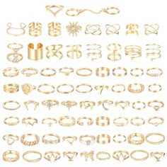 PRICES MAY VARY. 🌸 Knuckle Ring Set 🌸 One Order Includes 70PCS Gold Tone Knuckle Rings in Various Styles, Simple Rings, Crystal Rings, Criss Cross Ring and Rope Rings, Can Be Matched with a Wide Variety of Clothes, Affordable Price and Quality Workmanship 🌸 Size 🌸 Check the 6th Picture for Size Chart, The Midi Rings Size is about US 3.2-US 11, Perfect Fit Your Each Finger, You Can Use Them as Regular Rings Or Stack Them as Knuckle Rings, Stackale Rings, Joint Rings, Midi Rings, Finger Rings, Rings Vintage Boho, Rings Pack, Midi Rings Silver, Criss Cross Ring, Stackable Ring Sets, Nail Ring, Chevron Ring, Stacking Ring Set, Ringe Gold