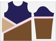 the front and back of a tank top with an apron on it, cut out