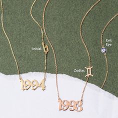 "14k Solid Gold Birth Year Necklace, Personalized Custom Date Number Necklace, Custom Year Birthstone Initial Necklace Gift for Her Women Men ► Adding a customized tiny bar at clasp may be a good idea: https://etsy.me/3cn9OQ5 Material: Solid Gold (real gold, no gold-filled or no gold plated material) Available Gold Karat: 14K (585) Available Gold Color: Yellow, rose, and white The height of the pendant: 10 mm You can customize the chain length from 16\" to 24\". The \"cable chain\" is used for t Spiritual Gold Plated Necklace For Anniversary, Symbolic Gold Plated Necklaces For Formal Occasions, Symbolic Gold Plated Necklaces For Formal Events, Symbolic Gold Plated Necklace For Formal Occasions, Anniversary Gold Plated Necklace, Spiritual 14k Gold Jewelry For May Birthstone, Symbolic Rose Gold Necklace For Anniversary, Tarnish Resistant Necklace For May Birthstone Anniversary, Tarnish Resistant Necklace For Anniversary With May Birthstone