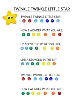 a poster with the words twinkle twinkle little star written in different colors and shapes on it