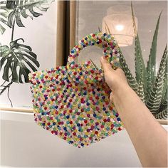 Round Handle, Summer Handbags, Beaded Purses, Basket Bag, Beaded Bags, Womens Purses, Beach Summer, Clutch Purse, Handbags On Sale