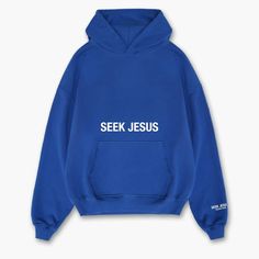 Quality Hoodies, Oversized Look, Christian Apparel, School Fits, French Terry Fabric, Blue Hoodie, Christian Clothing, Christian Faith, School Outfits