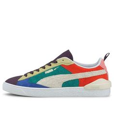 Puma Suede Bloc Wtformstrip Leisure Board Shoes Purple/Blue/Green 381184-01 (SNKR/Skate/Light/Casual/Low Top/Colorblock) Multicolor Sporty Sneakers For Skateboarding, Sporty Multicolor Sneakers For Skateboarding, Multicolor Lace-up Synthetic Skate Shoes, Multicolor Synthetic Lace-up Skate Shoes, Sporty Multicolor Skate Shoes With Gum Sole, Sporty Multicolor Synthetic Skate Shoes, Multicolor Sporty Skate Shoes For Skateboarding, Multicolor Sporty Skate Shoes, Urban Style Multicolor Synthetic Sneakers