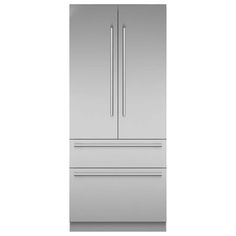 a stainless steel refrigerator freezer with two doors