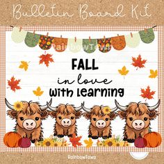 an image of fall in love with learning bulllets on the front cover of a bulletin board