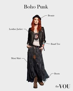 25 Types of Boho Styles - Most Popular and Trendy Boho Punk Outfits, Boho Rock Style, Boho Rocker Chic, Punk Outfit, Boho Rocker