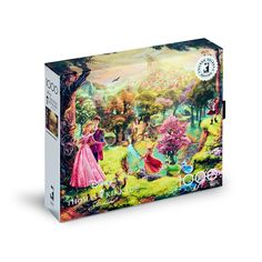 a puzzle box with an image of princesses in the forest on it's side