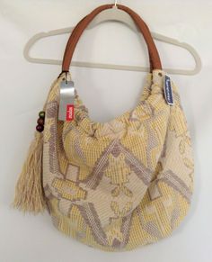 Bohemian Bags With Leather Handles For Spring, Casual Yellow Shoulder Bag With Braided Handles, Beige Bohemian Hobo Bag, Bohemian Beige Hobo Bag, Yellow Satchel Shoulder Bag For Vacation, Spring Yellow Satchel With Adjustable Strap, Yellow Woven Beach Bag For Spring, Casual Yellow Woven Bag, Spring Yellow Woven Beach Bag