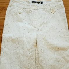 Gorgeous Capri Pants, Size 6, New Unworn, Fully Lined, Beautiful Fabric. Ivory Pant Fully Lined. See Photos For More Details. Elegant White Spring Capris, Chic White Fitted Capris, Spring White Trousers Capris, White Spring Capris Trousers, Beautiful Fabric, Pant Jumpsuit, Capri Pants, Capri, Pants For Women