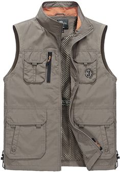 This men's outdoor vest is the perfect choice for any adventure. Crafted from lightweight khaki fabric, it features a sleeveless design with multiple pockets for optimal storage and easy access. Ideal for stay-cool performance and convenience in the outdoors. Men's Amber Outdoor Vest Jacket Multi Pockets 100% Polyester Imported Zipper closure FEATURES: Zipper front, regular fit, v neck, solid color, multiple pockets, lightweight, quick dry, breathable. Removable back, back expose mesh make you m Khaki Winter Vest With Pockets, Practical Khaki Outerwear For Hiking, Durable Casual Khaki Outerwear, Khaki Hiking Outerwear With Side Pockets, Utility Style Khaki Vest Outerwear, Casual Durable Khaki Outerwear, Practical Khaki Outerwear With Pockets, Cotton Vest Outerwear For Outdoor, Cotton Vest For Outdoor Wear