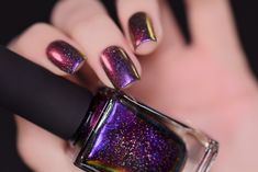 Tilted (H) - Purple to Orange Holographic Ultra Chrome Nail Polish by ILNP Ilnp Nail Polish, Chrome Nail Polish, Magnetic Nail Polish, Orange Nail Polish, Holo Taco, Thanksgiving Nail Designs, Thanksgiving Nail, Red Pigment, Mirror Nails