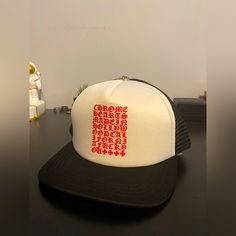 Exclusive Ny Only Chrome Hearts Hat, Really Cool Just Doesn’t Fit. Let Me Know If You Have Any Interest! White Letter Print Hat As Gift, Chrome Hearts Hat, Heart Hats, Heart Accessories, Chrome Hearts, Let Me Know, Accessories Hats, Mens Accessories, Let Me