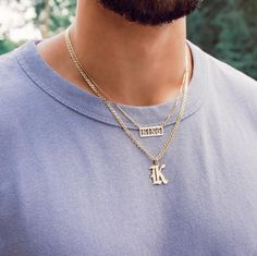 Mens Name Necklace, Mens Initial Necklace, Initial Chain Letter Necklace Men, Classic Luxury Men's Chain Necklace, Initial Necklace For Men, Name Necklace For Men, Best Necklace, Sliver Necklace, English Cut