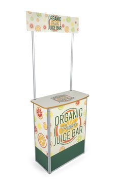 an orange juice bar is shown on a white background with the words organic juice bar above it