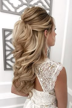 Best Updo For One Shoulder Dress, Long Hairstyles For Brides With Veil, Bride Hairstyles No Veil, Curled Hairstyles For Engagement Photos, Butter Brown Hair Color, Elegant Half Updos For Medium Hair, Elegant Long Wedding Hair, Bridesmaid Hairstyles Curled Down, Vegas Wedding Hairstyles