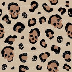 an animal print with skulls and bones on it