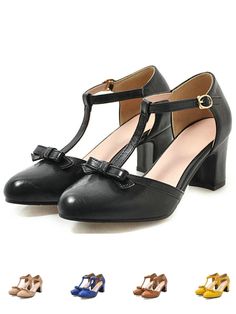 Retro Bow T-strap Chunky Heels Shoes – Retro Stage - Chic Vintage Dresses and Accessories Style Vert, Prairie Chic, Black Chunky Heels, Chunky Heel Shoes, Chunky Heel Pumps, Womens Mary Janes, Spike Heels, Estilo Chic, Mary Jane Pumps