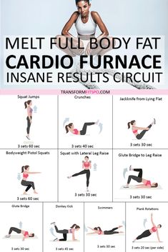 the full body cardio - furnace circuit is shown with instructions to use it in this exercise