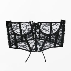 New 36b Black Fitted Lace Corset Belt, Fitted Lace Corset Belt, Black Lace Corset With Lace Trim, Elegant Black Corset With Lace Trim, Black Strapless Lace Corset, Black Lace Underbust Corset, Elegant Lace Corset Belt, Underbust Lace Corset Belt For Party, Elegant Black Corset Belt For Summer