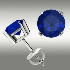 Stone - Sapphire  Stone Color - Blue  Lock Type - Screw Back Solitaire Studs, Message Jewelry, Studs Earrings, Sapphire Stone, Blue Lock, Jewelry Earrings Studs, Blue Sapphire, Stone Color, Round Cut