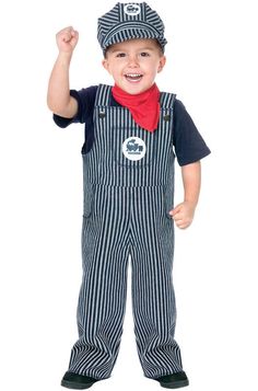 Striped overalls, Hat, Neckerchief, Shirt not included Train Conductor Engineer Striped Overalls Boys Outfit Toddler Costume Product Description: Striped overalls Hat Neckerchief Shirt not included Manufacturer's Size Chart: Returns: To receive return instructions, please open a return request through eBay. Most returns are processed within 1-2 weeks from the day we get it back. All shipping charges (original and return shipping) are the buyer’s responsibility. Returns may take a little longer to process during Halloween season. Item is not eligible for return if: It is past 30 days since you received it. Item is used or altered it in any way. Item was sealed, but is now open. Item became damaged after you tried it on. A 20% restocking fee will apply if: Item is returned to sender, undeliv Striped Overalls, Overalls Boys, Toddler Pictures, Train Conductor, Fun World, Theatre Costumes, Toddler Costumes, Now Open, Halloween Season